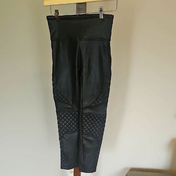 Spanx Black Quilted Leather Pants..size S - Picture 1 of 6